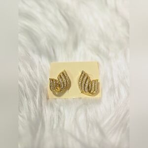 Gold Tone With Rhinestone Clip On Earrings